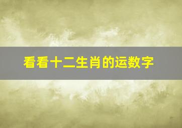 看看十二生肖的运数字