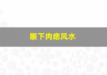 眼下肉痣风水