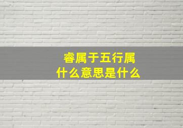 睿属于五行属什么意思是什么