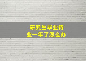 研究生毕业待业一年了怎么办