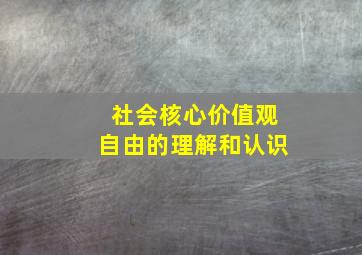 社会核心价值观自由的理解和认识