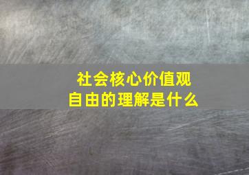 社会核心价值观自由的理解是什么