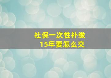 社保一次性补缴15年要怎么交