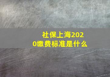 社保上海2020缴费标准是什么