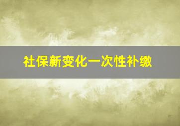 社保新变化一次性补缴