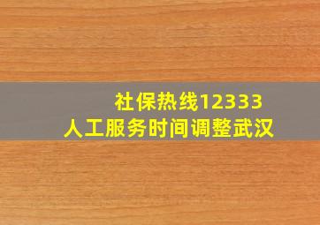 社保热线12333人工服务时间调整武汉