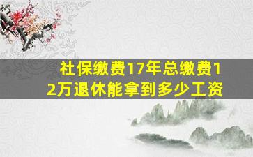 社保缴费17年总缴费12万退休能拿到多少工资