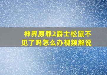 神界原罪2爵士松鼠不见了吗怎么办视频解说