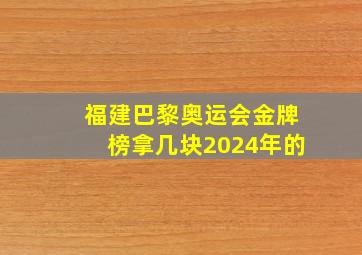 福建巴黎奥运会金牌榜拿几块2024年的