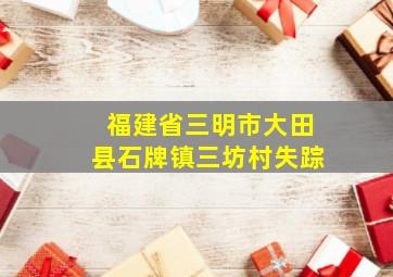 福建省三明市大田县石牌镇三坊村失踪