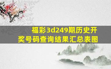 福彩3d249期历史开奖号码查询结果汇总表图