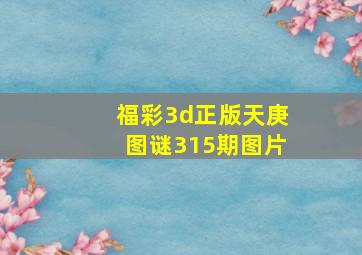 福彩3d正版天庚图谜315期图片