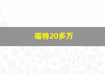 福特20多万