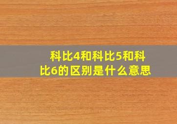 科比4和科比5和科比6的区别是什么意思