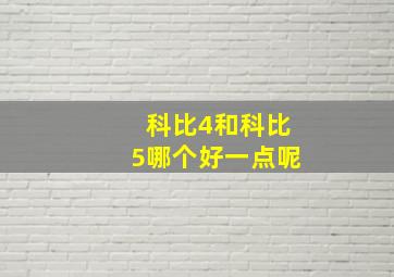 科比4和科比5哪个好一点呢