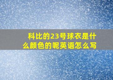 科比的23号球衣是什么颜色的呢英语怎么写