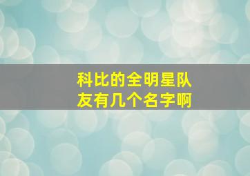 科比的全明星队友有几个名字啊