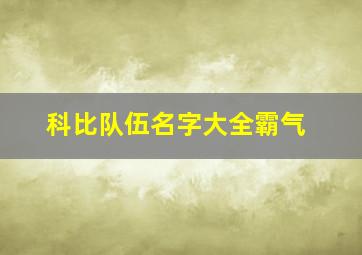 科比队伍名字大全霸气