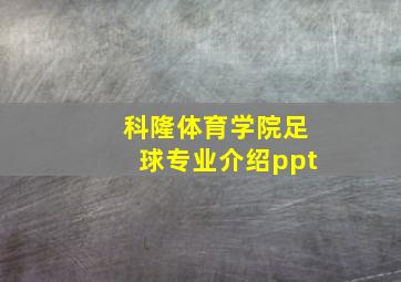 科隆体育学院足球专业介绍ppt