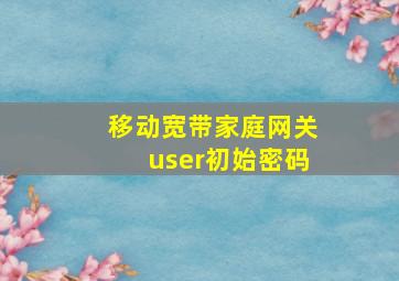 移动宽带家庭网关user初始密码