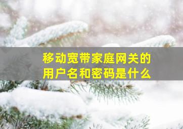 移动宽带家庭网关的用户名和密码是什么