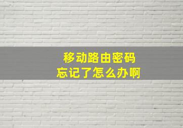 移动路由密码忘记了怎么办啊