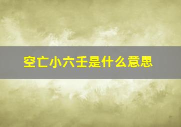 空亡小六壬是什么意思