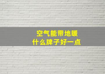 空气能带地暖什么牌子好一点