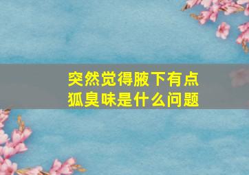 突然觉得腋下有点狐臭味是什么问题