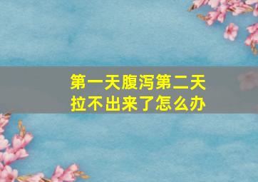 第一天腹泻第二天拉不出来了怎么办