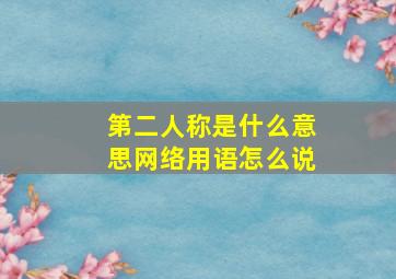 第二人称是什么意思网络用语怎么说