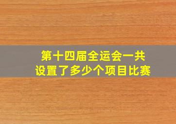 第十四届全运会一共设置了多少个项目比赛