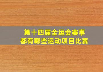 第十四届全运会赛事都有哪些运动项目比赛