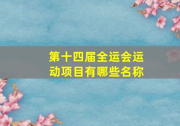 第十四届全运会运动项目有哪些名称