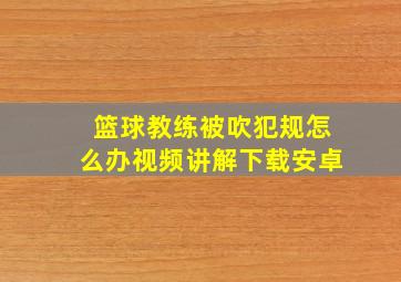 篮球教练被吹犯规怎么办视频讲解下载安卓