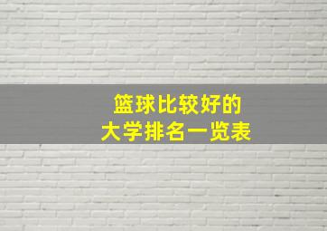 篮球比较好的大学排名一览表