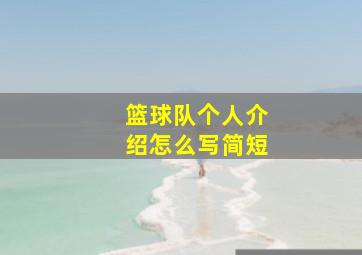 篮球队个人介绍怎么写简短