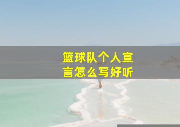 篮球队个人宣言怎么写好听