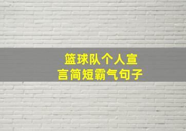 篮球队个人宣言简短霸气句子