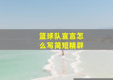 篮球队宣言怎么写简短精辟