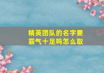 精英团队的名字要霸气十足吗怎么取