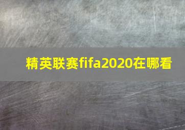 精英联赛fifa2020在哪看