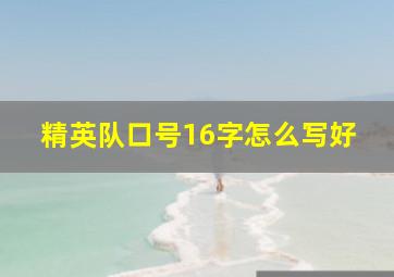 精英队口号16字怎么写好