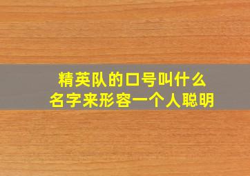 精英队的口号叫什么名字来形容一个人聪明