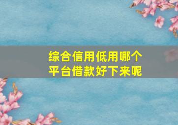 综合信用低用哪个平台借款好下来呢