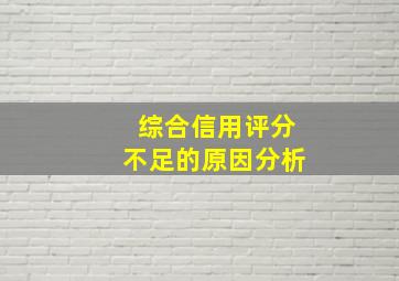 综合信用评分不足的原因分析