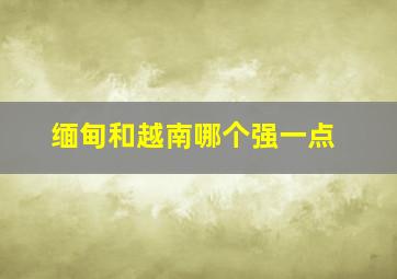 缅甸和越南哪个强一点