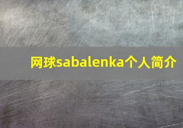 网球sabalenka个人简介