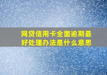 网贷信用卡全面逾期最好处理办法是什么意思