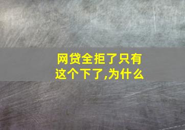 网贷全拒了只有这个下了,为什么